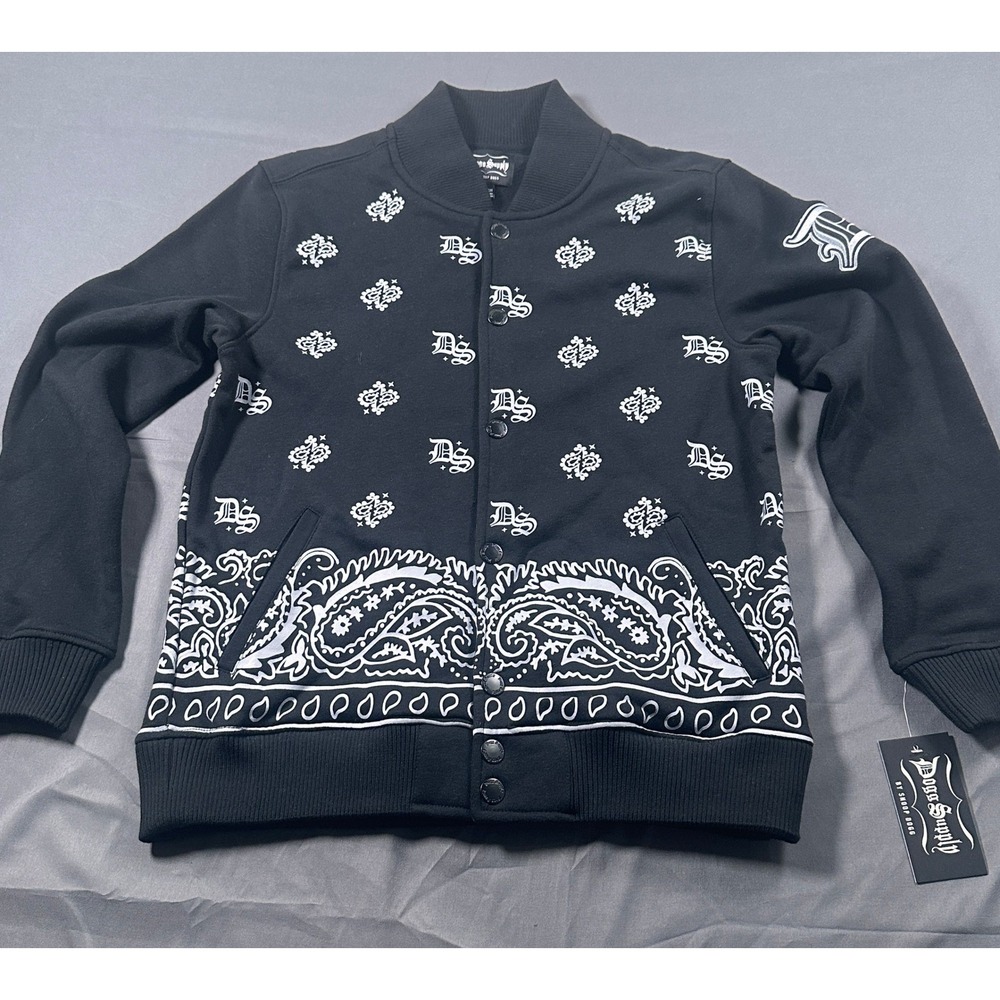 Dogg Supply by Snoop Dogg Mens Bandana Paisley Bomber Jacket Black White Size-XS